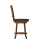 Black Vinyl/Antique Oak Frame |#| Commercial Wooden Swivel Counter Stools - Antique Oak/Black LeatherSoft