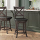 Black Vinyl/Gray Wash Walnut Frame |#| Commercial Wooden Swivel Counter Stools - Gray Wash Walnut/Black LeatherSoft