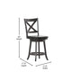 Black Vinyl/Gray Wash Walnut Frame |#| Commercial Wooden Swivel Counter Stools - Gray Wash Walnut/Black LeatherSoft