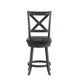 Black Vinyl/Gray Wash Walnut Frame |#| Commercial Wooden Swivel Counter Stools - Gray Wash Walnut/Black LeatherSoft