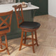 Black Vinyl/Antique Oak Frame |#| Commercial Wooden Swivel Counter Stools - Antique Oak/Black LeatherSoft