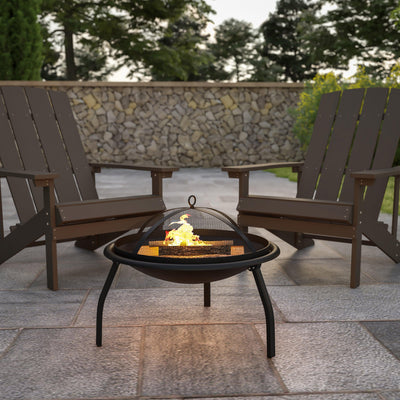 Foldable Wood Burning Firepit with Mesh Spark Screen and Poker - View 2