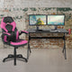 Pink |#| Black/Pink Gaming Desk Bundle - Cup/Headphone Holder, Wire Management