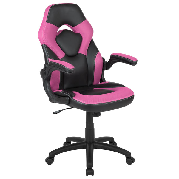 Pink |#| Black/Pink Gaming Desk Bundle - Cup/Headphone Holder, Wire Management