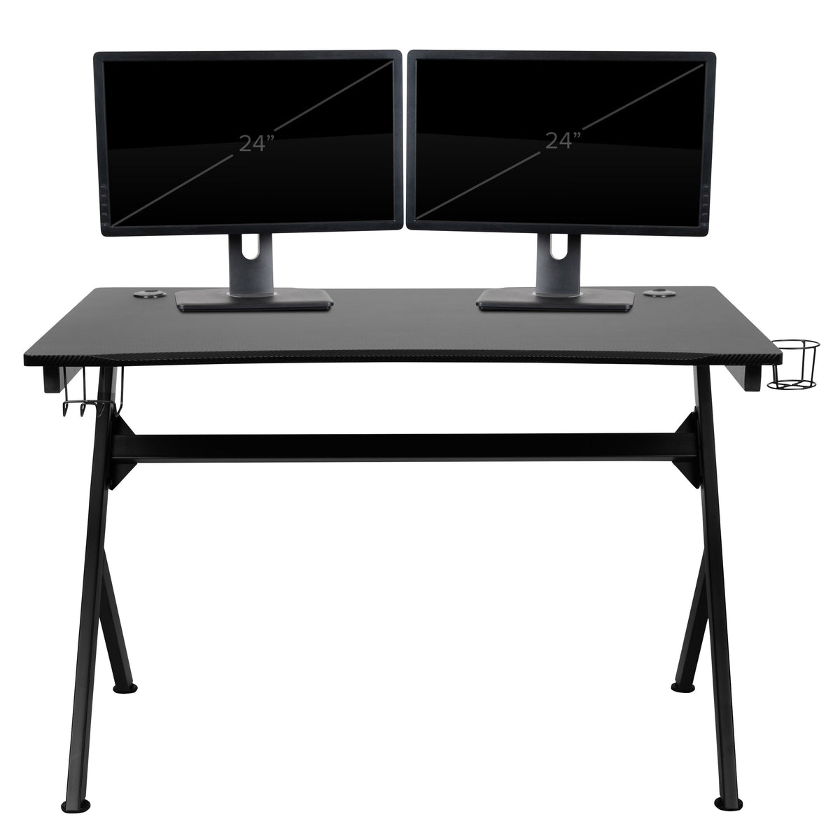 Camouflage |#| Black/Camo Gaming Desk Bundle - Cup/Headphone Holders, Wire Management