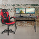 Red |#| Black/Red Gaming Desk Bundle - Cup/Headphone Holder, Wire Management