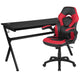 Red |#| Black/Red Gaming Desk Bundle - Cup & Headphone Holders/Mouse Pad Top