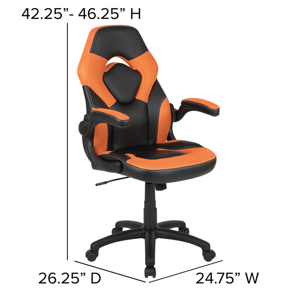 Orange |#| Black/Orange Gaming Desk Bundle - Cup & Headphone Holders/Mouse Pad Top