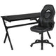 Black |#| Black/Black Gaming Desk Bundle - Cup & Headphone Holders/Mouse Pad Top