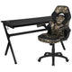 Camouflage |#| Black/Camo Gaming Desk Bundle - Cup & Headphone Holders/Mouse Pad Top