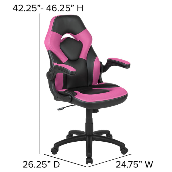 Pink |#| Black/Pink Gaming Desk Bundle - Cup & Headphone Holders/Mouse Pad Top