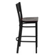 Mahogany Wood Seat/Black Metal Frame |#| Black Grid Back Metal Restaurant Barstool with Mahogany Wood Seat