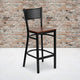 Cherry Wood Seat/Black Metal Frame |#| Black Grid Back Metal Restaurant Barstool with Cherry Wood Seat