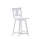 White Wash |#| Commercial 360° Swivel Wood Counter Height Stool in Antique White Wash