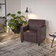 Brown |#| Brown LeatherSoft Chair with Clean Line Stitched Frame - Reception Seating