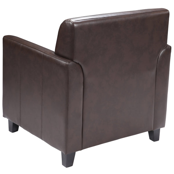 Brown |#| Brown LeatherSoft Chair with Clean Line Stitched Frame - Reception Seating