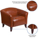 Cognac |#| Cognac LeatherSoft Chair with Cherry Wood Feet - Lobby & Guest Seating