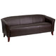 Brown |#| Brown LeatherSoft Sofa with Cherry Wood Feet - Reception or Home Office Seating