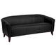 Black |#| Black LeatherSoft Sofa with Cherry Wood Feet - Reception or Home Office Seating