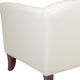 Ivory |#| Ivory LeatherSoft Sofa with Cherry Wood Feet - Reception or Home Office Seating