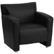 Black |#| Black LeatherSoft Chair with Extended Panel Arms - Reception and Lounge Seating