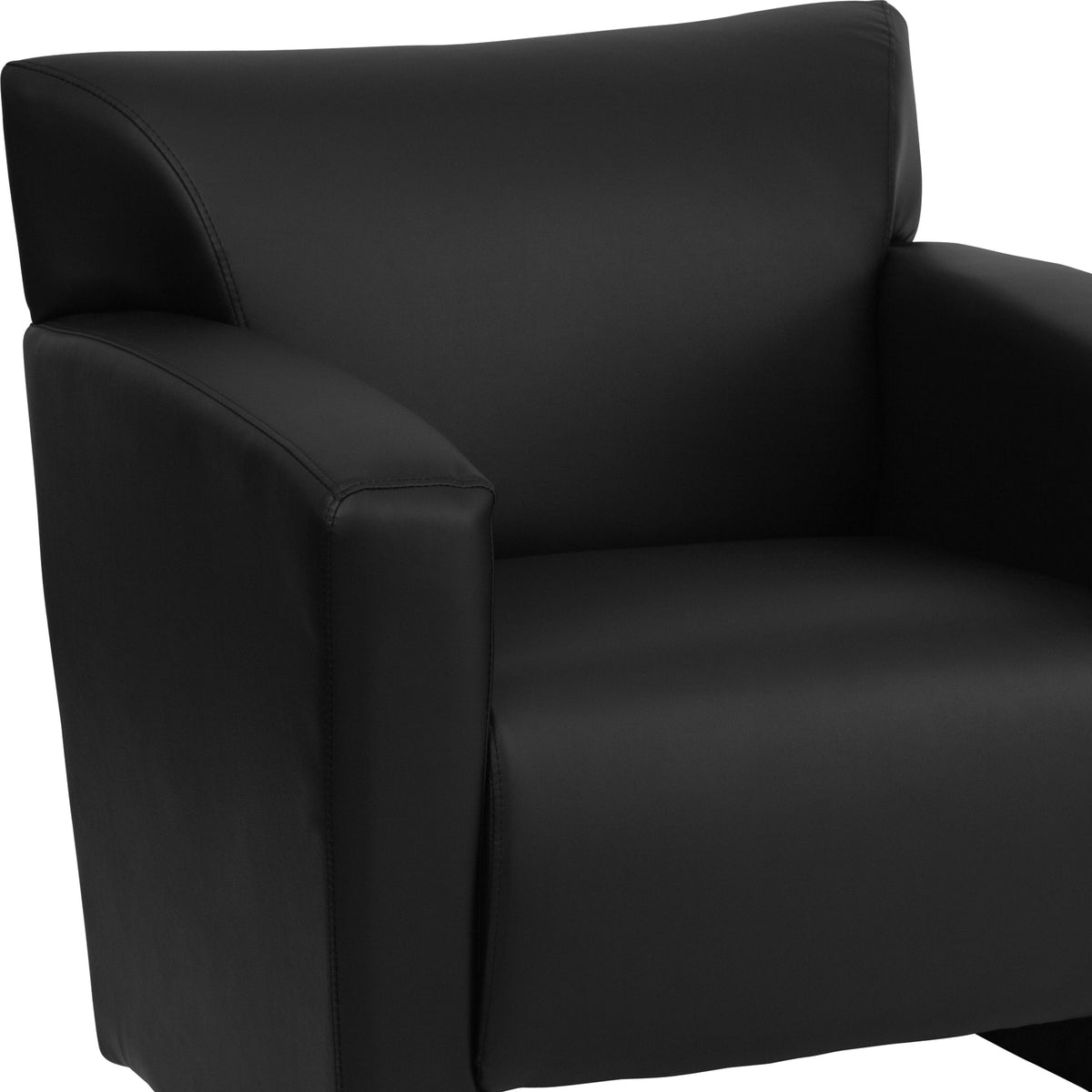 Black |#| Black LeatherSoft Chair with Extended Panel Arms - Reception and Lounge Seating