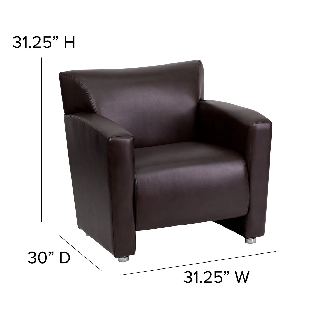 Brown |#| Brown LeatherSoft Chair with Extended Panel Arms - Reception and Lounge Seating