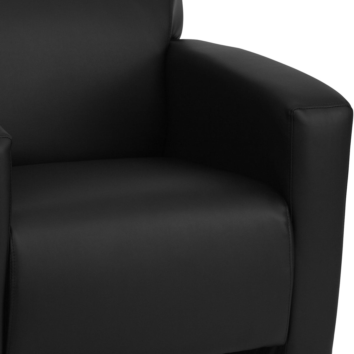 Black |#| Black LeatherSoft Chair with Extended Panel Arms - Reception and Lounge Seating