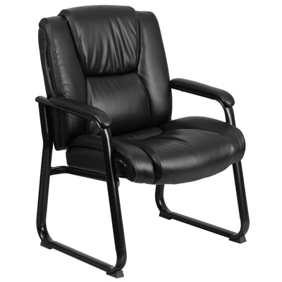 HERCULES Series Big & Tall 500 lb. Rated LeatherSoft Tufted Executive Side Reception Chair with Sled Base - View 1