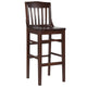 Walnut |#| School House Back Walnut Wood Restaurant Barstool with Footrest