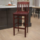 Mahogany |#| School House Back Mahogany Wood Restaurant Barstool with Footrest