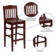 Mahogany |#| School House Back Mahogany Wood Restaurant Barstool with Footrest