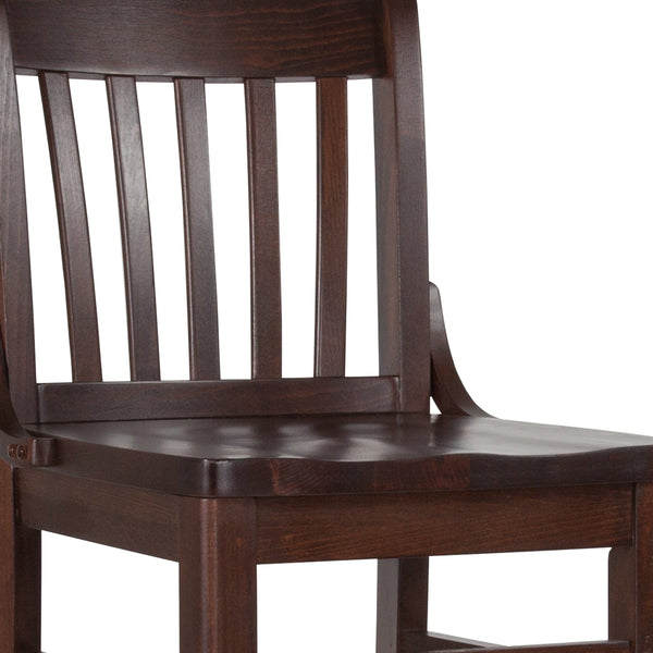 Walnut |#| School House Back Walnut Wood Restaurant Barstool with Footrest