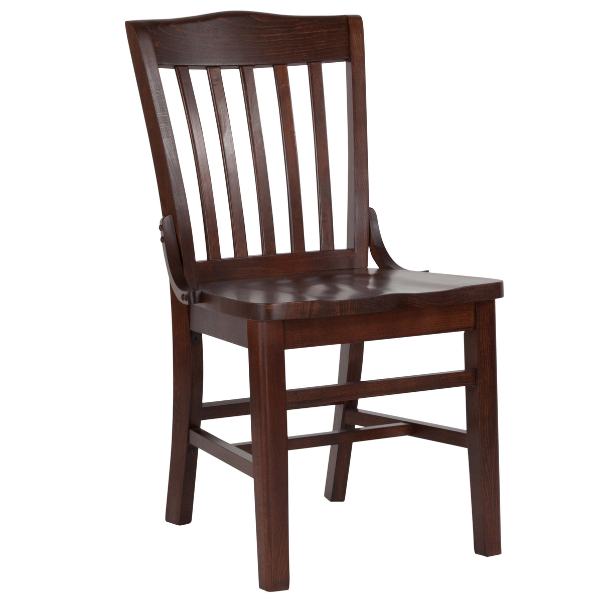 Walnut |#| School House Back Walnut Wood Restaurant Chair with Footrest