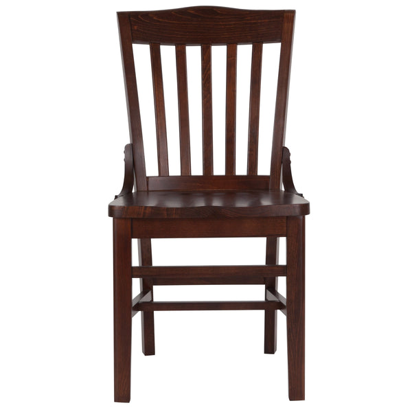 Walnut |#| School House Back Walnut Wood Restaurant Chair with Footrest