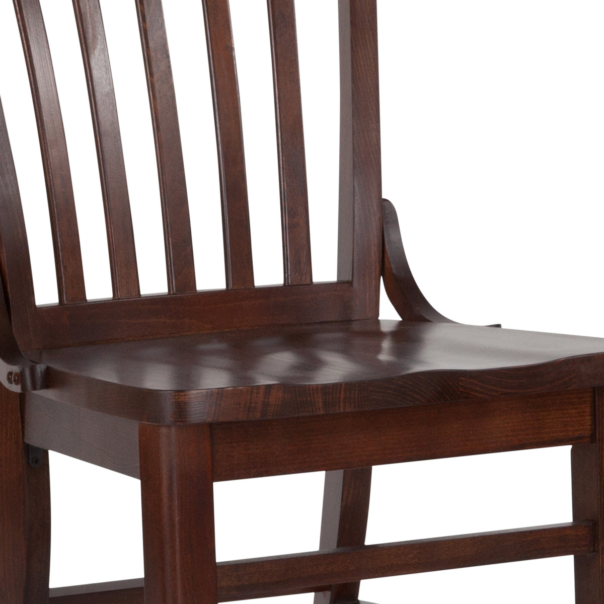 Walnut |#| School House Back Walnut Wood Restaurant Chair with Footrest