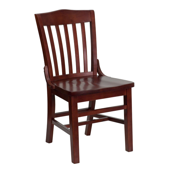 Mahogany |#| School House Back Mahogany Wood Restaurant Chair with Footrest