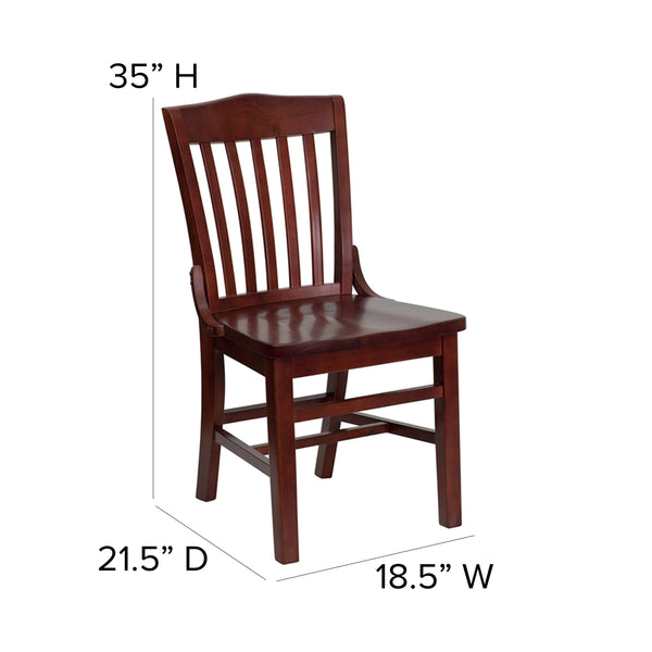 Mahogany |#| School House Back Mahogany Wood Restaurant Chair with Footrest