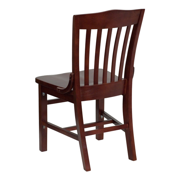 Mahogany |#| School House Back Mahogany Wood Restaurant Chair with Footrest