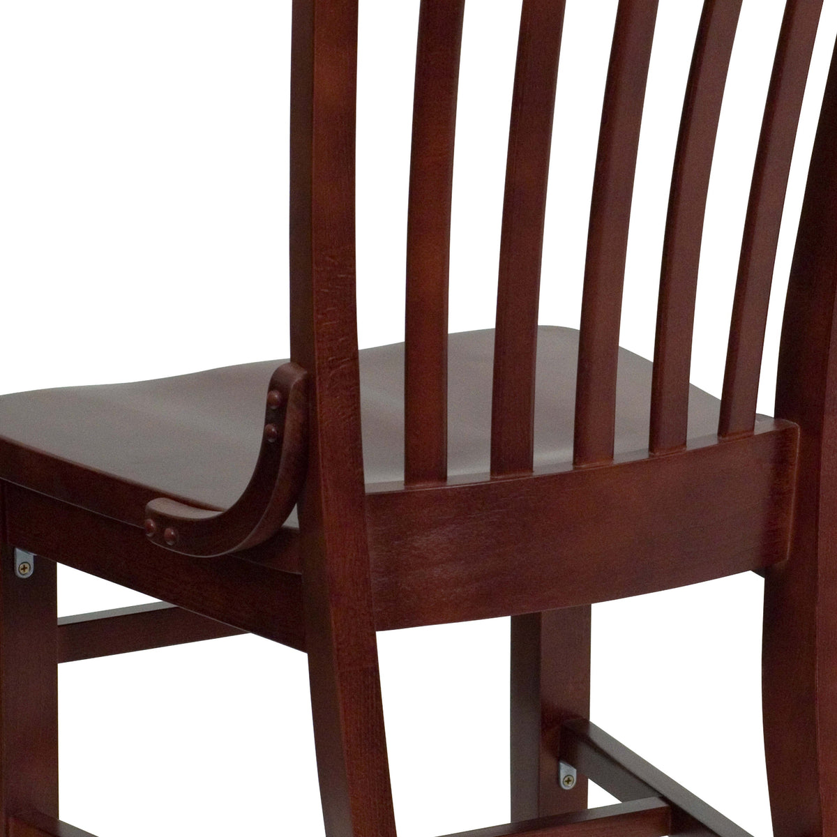 Mahogany |#| School House Back Mahogany Wood Restaurant Chair with Footrest