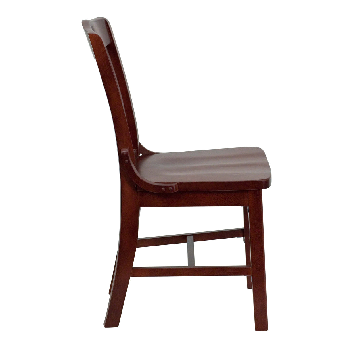 Mahogany |#| School House Back Mahogany Wood Restaurant Chair with Footrest