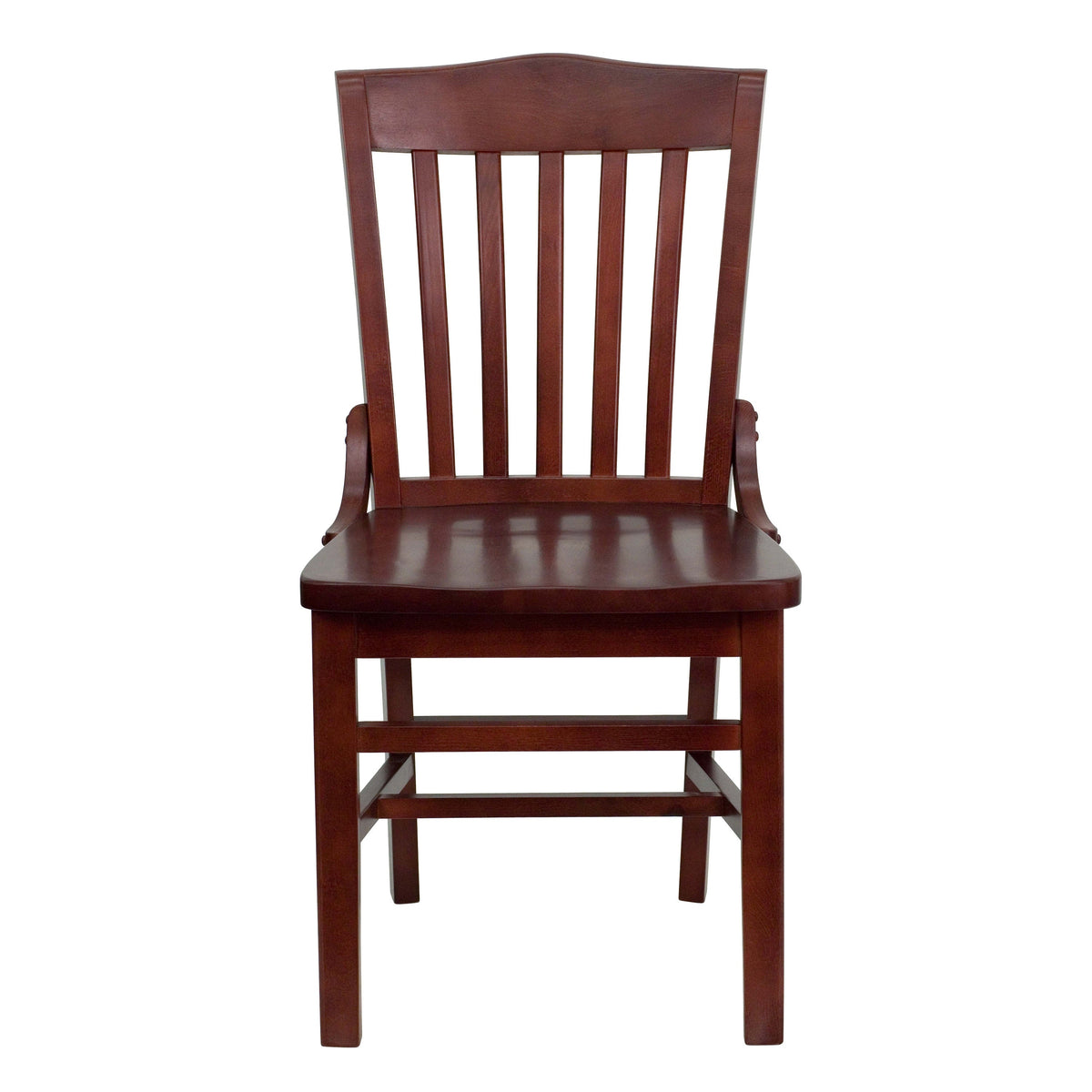 Mahogany |#| School House Back Mahogany Wood Restaurant Chair with Footrest