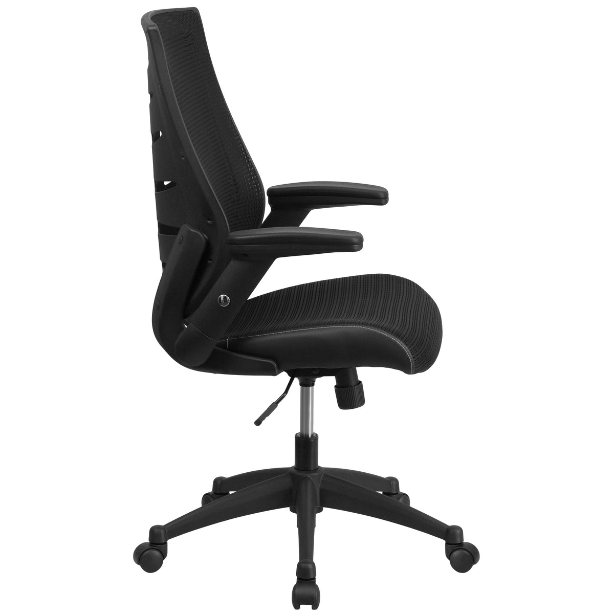 High Back Designer Black Mesh Swivel Executive Ergonomic Chair with Flip-Up Arms