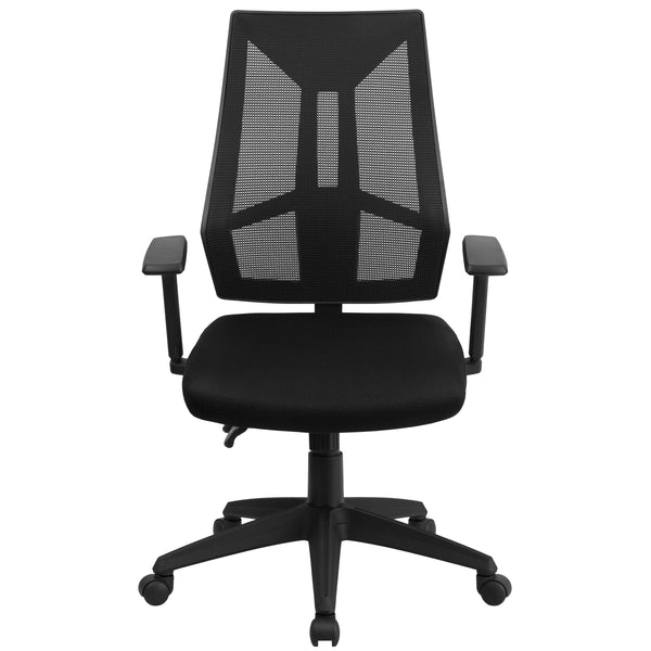 High Back Black Mesh Multifunction Swivel Ergonomic Office Chair - Flip Up Arms