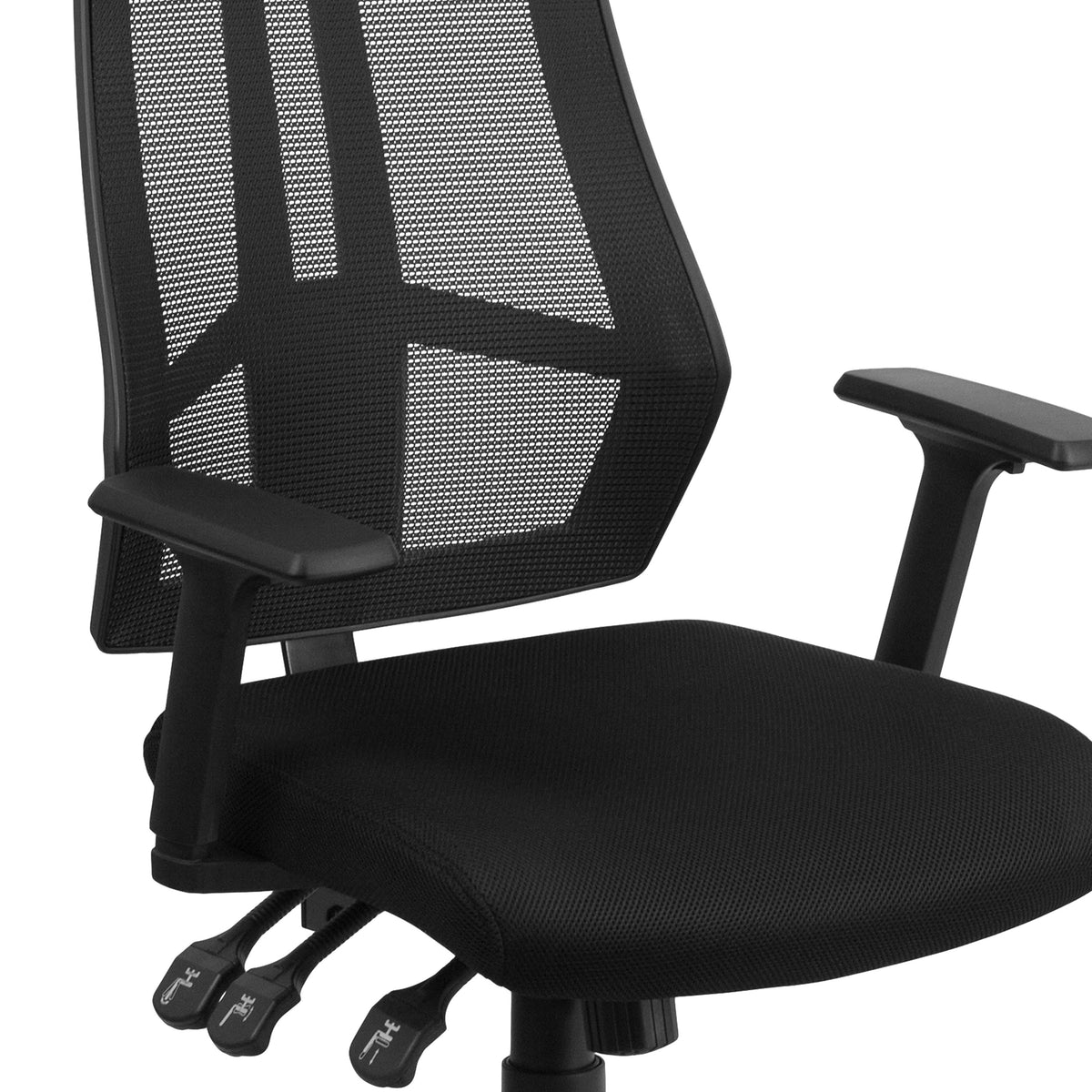 High Back Black Mesh Multifunction Swivel Ergonomic Office Chair - Flip Up Arms