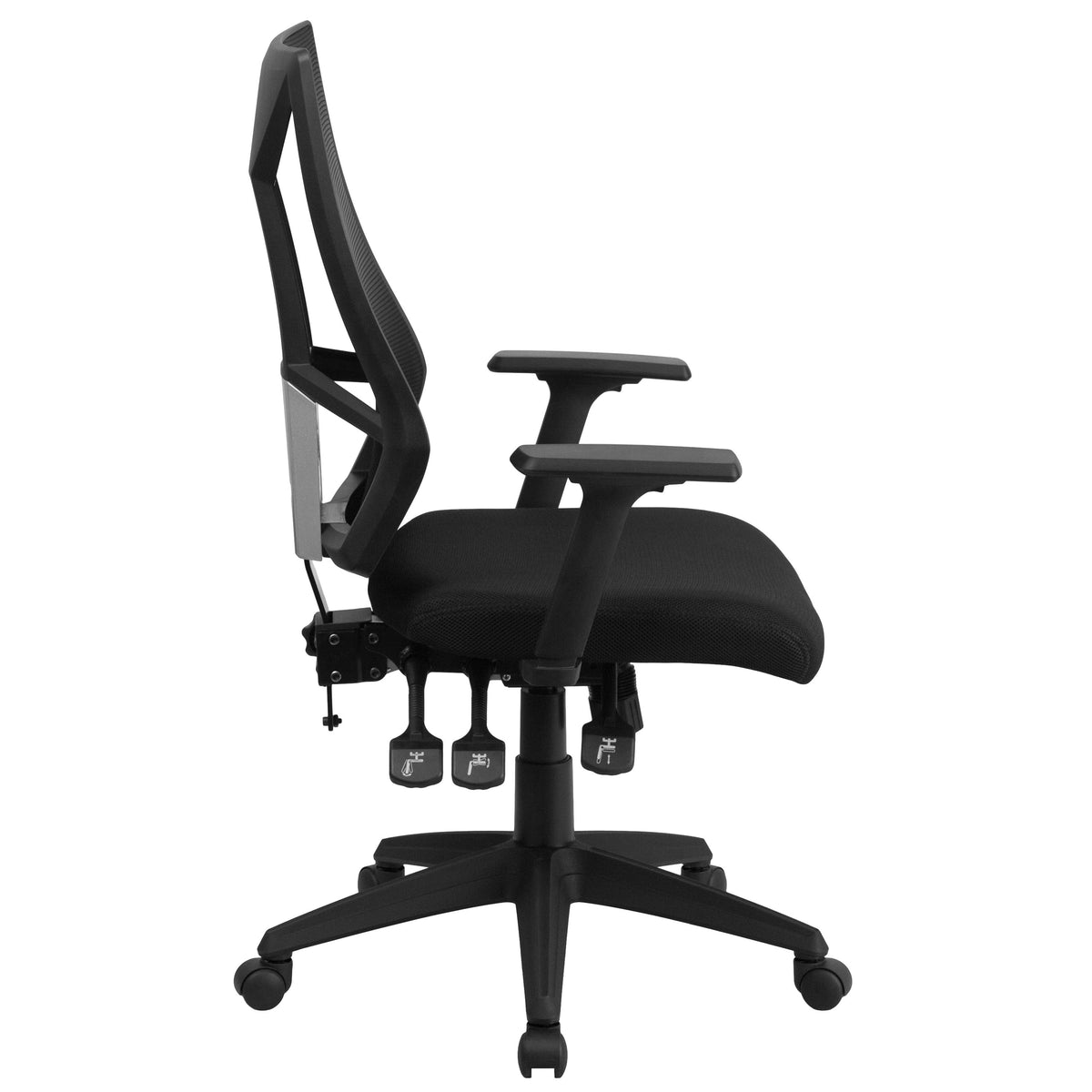 High Back Black Mesh Multifunction Swivel Ergonomic Office Chair - Flip Up Arms