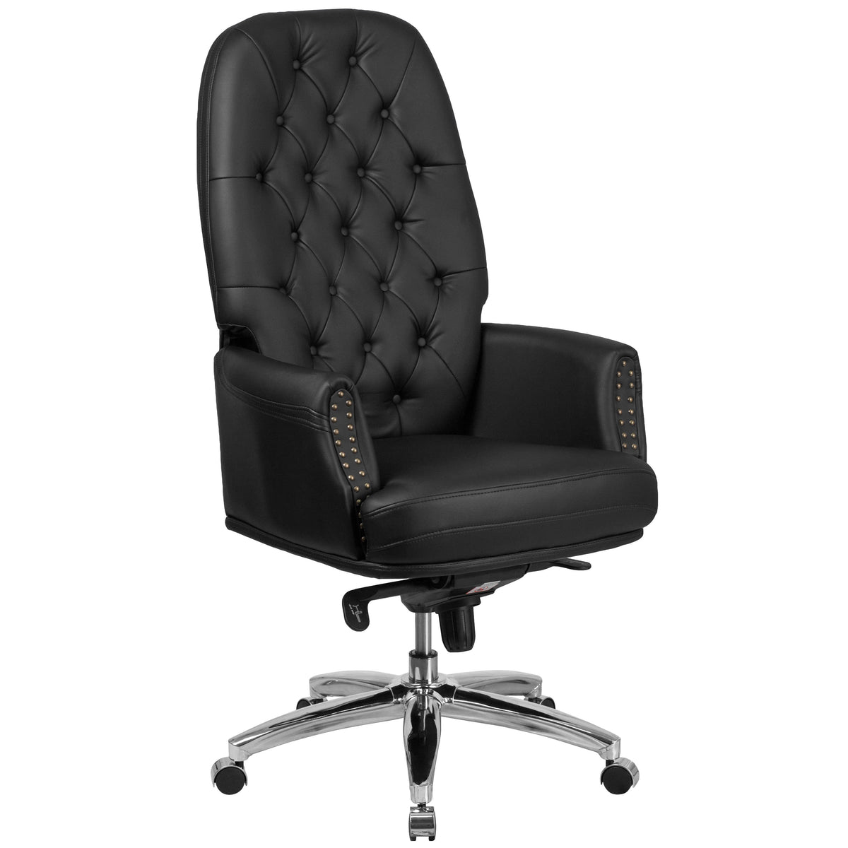 Black |#| High Back Tufted Black LeatherSoft Multifunction Ergonomic Office Chair w/Arms