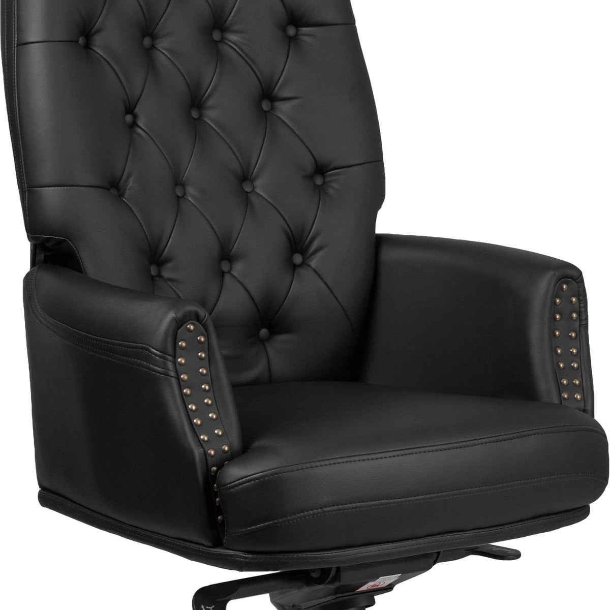 Black |#| High Back Tufted Black LeatherSoft Multifunction Ergonomic Office Chair w/Arms