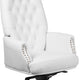 White |#| High Back Tufted White LeatherSoft Multifunction Ergonomic Office Chair w/Arms