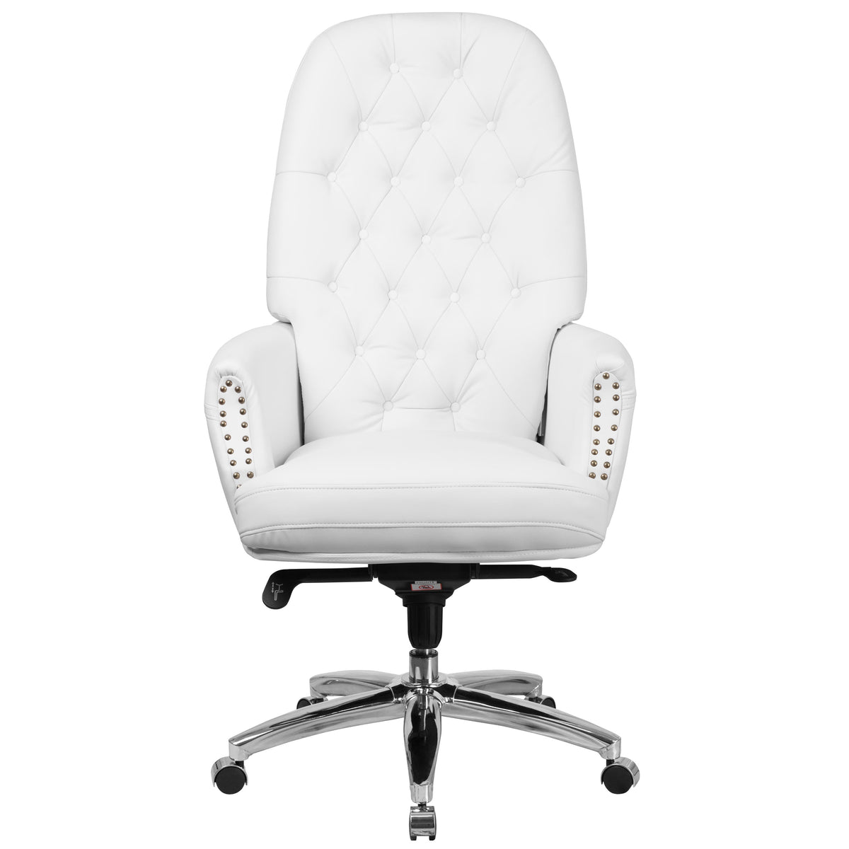 White |#| High Back Tufted White LeatherSoft Multifunction Ergonomic Office Chair w/Arms